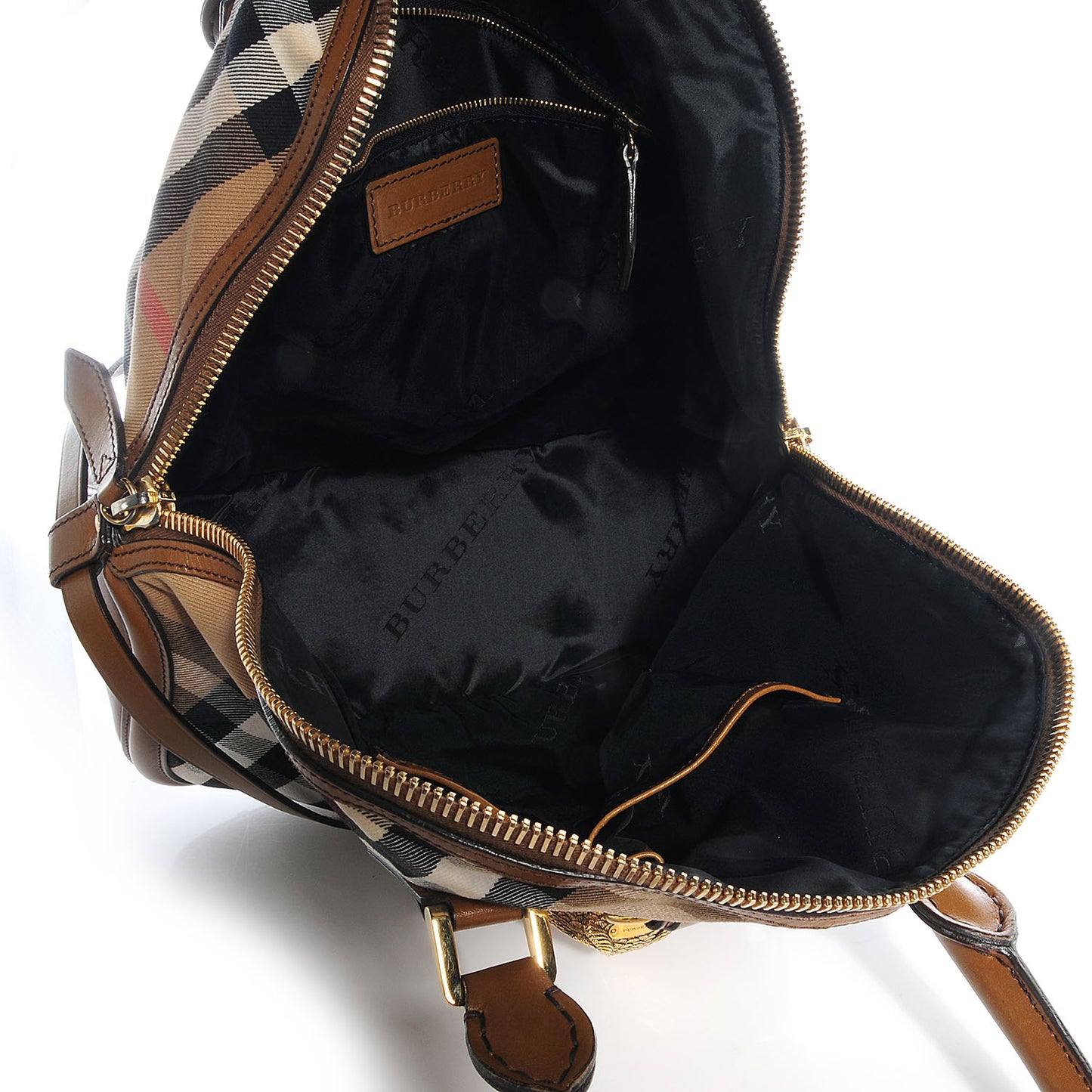 Bridle Calfskin House Check Owl Medium Orchard Bowling Bag Brown Ochre