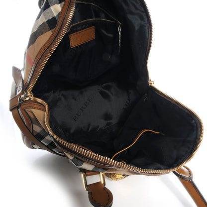 Burberry Bridle Calfskin House Check Owl Medium Orchard Bowling Bag Brown Ochre 9 of 12