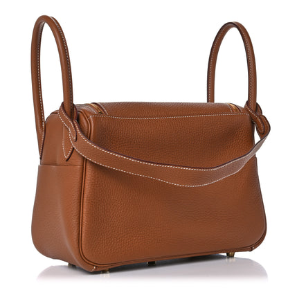 Hermes Taurillon Clemence Lindy 26 Gold 3 of 9