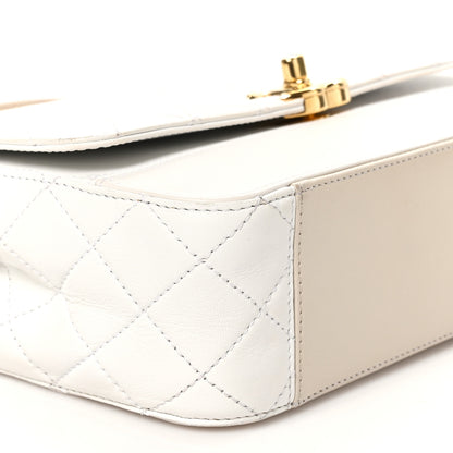 Chanel Lambskin Calfskin Quilted Shoulder Flap Bag Beige White 9 of 11