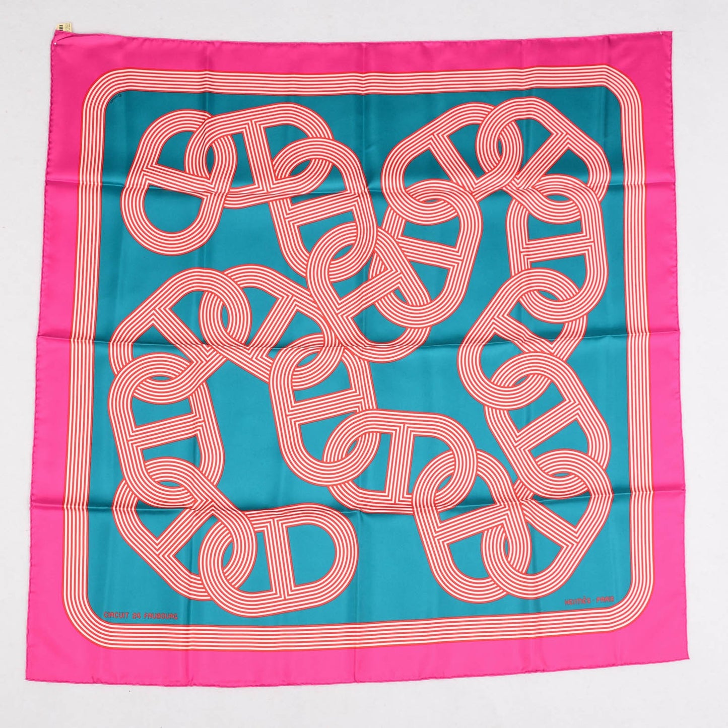 Silk Circuit 24 Faubourg Scarf 90 Fuchsia Canard Brique