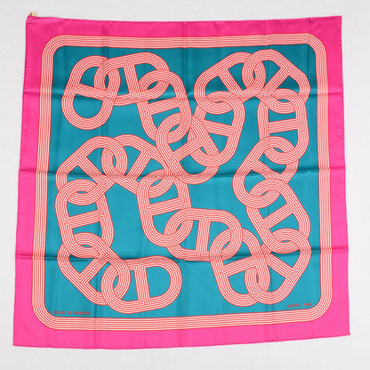 Hermes Silk Circuit 24 Faubourg Scarf 90 Fuchsia Canard Brique 2 of 7