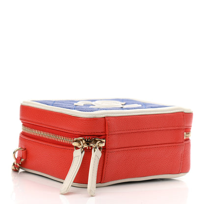 Chanel Caviar Quilted Small CC Filigree Vanity Case Blue White Red 4 of 10