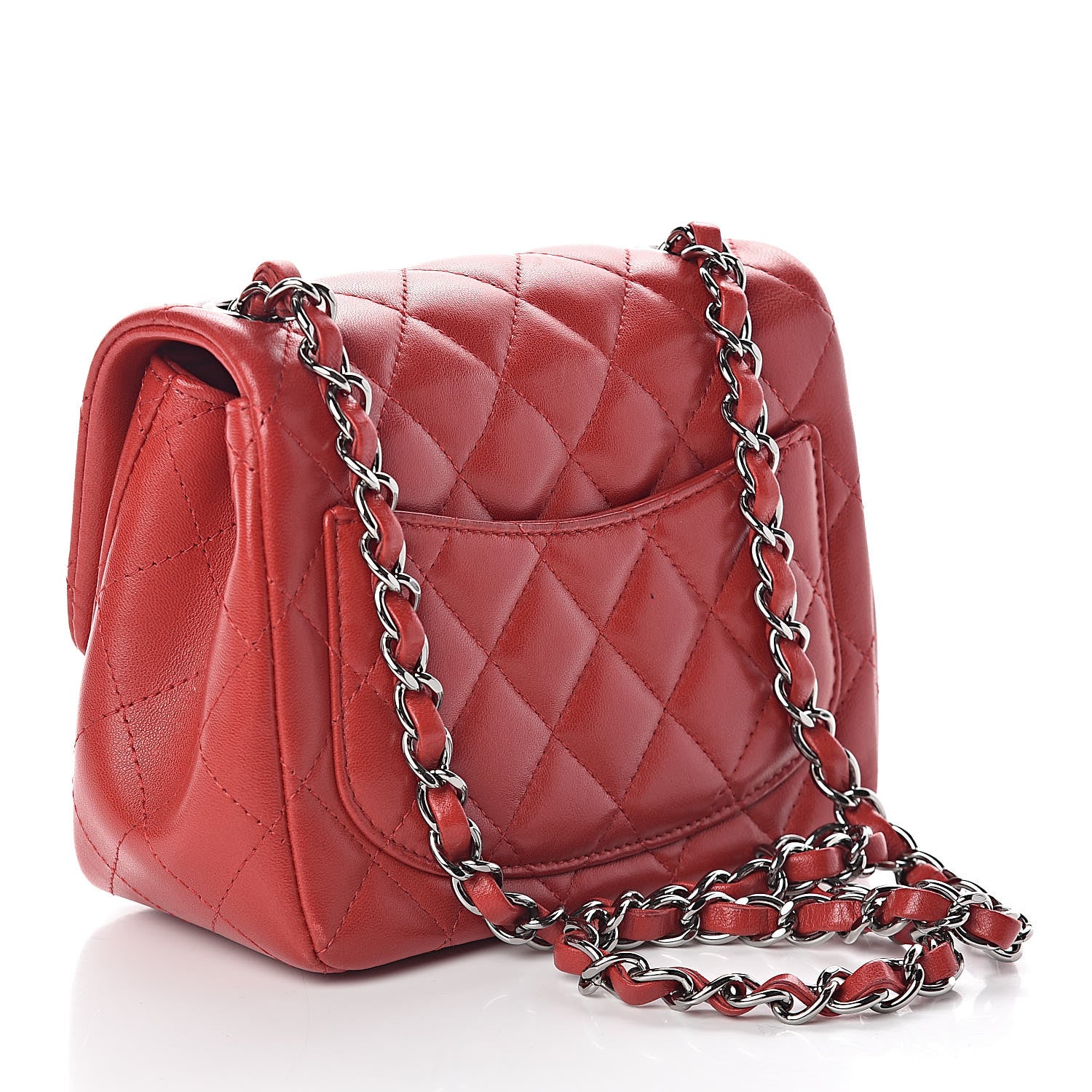 Chanel Lambskin Quilted Mini Square Flap Dark Red 3 of 11
