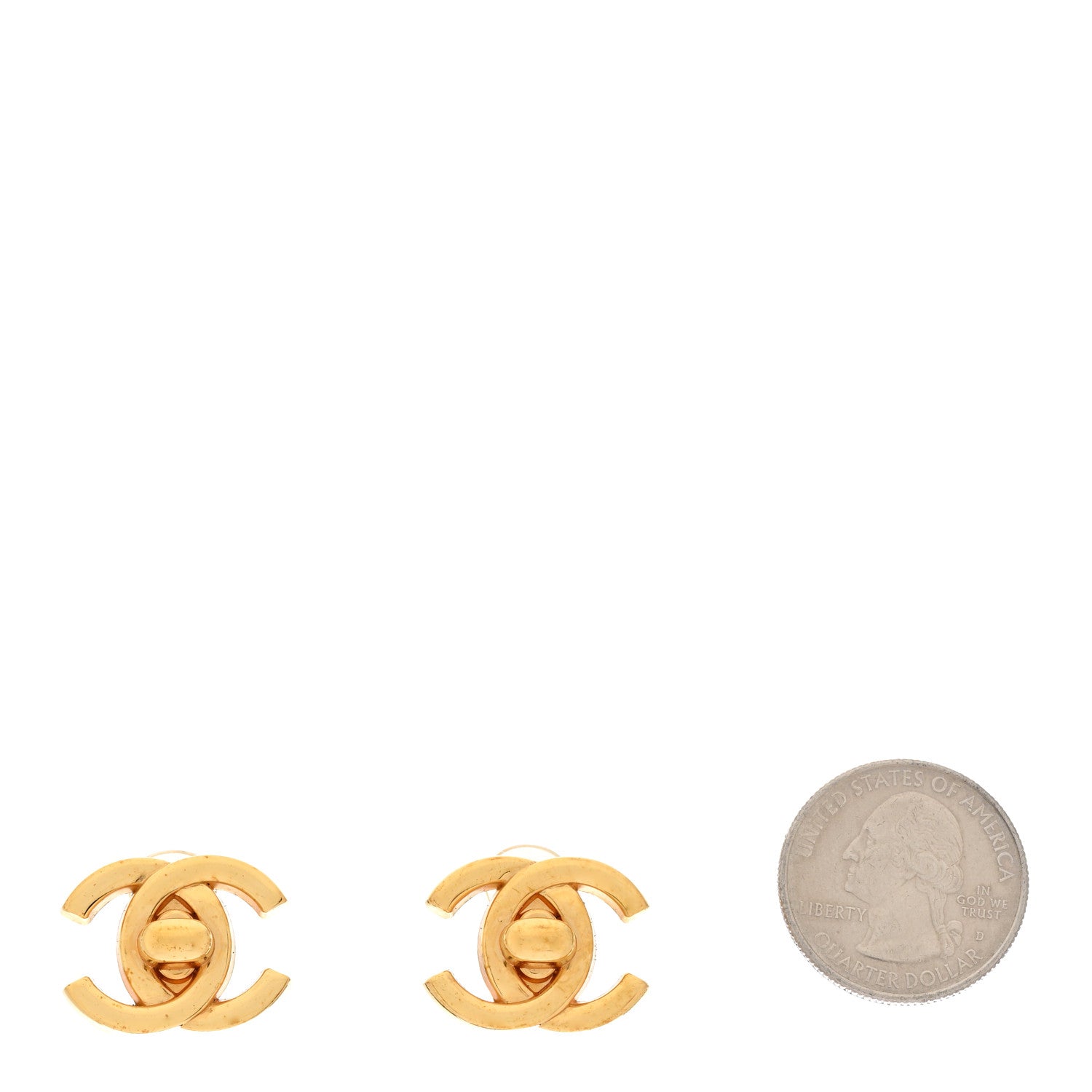 Chanel Metal CC Turnlock Clip On Earrings Gold 2 of 4