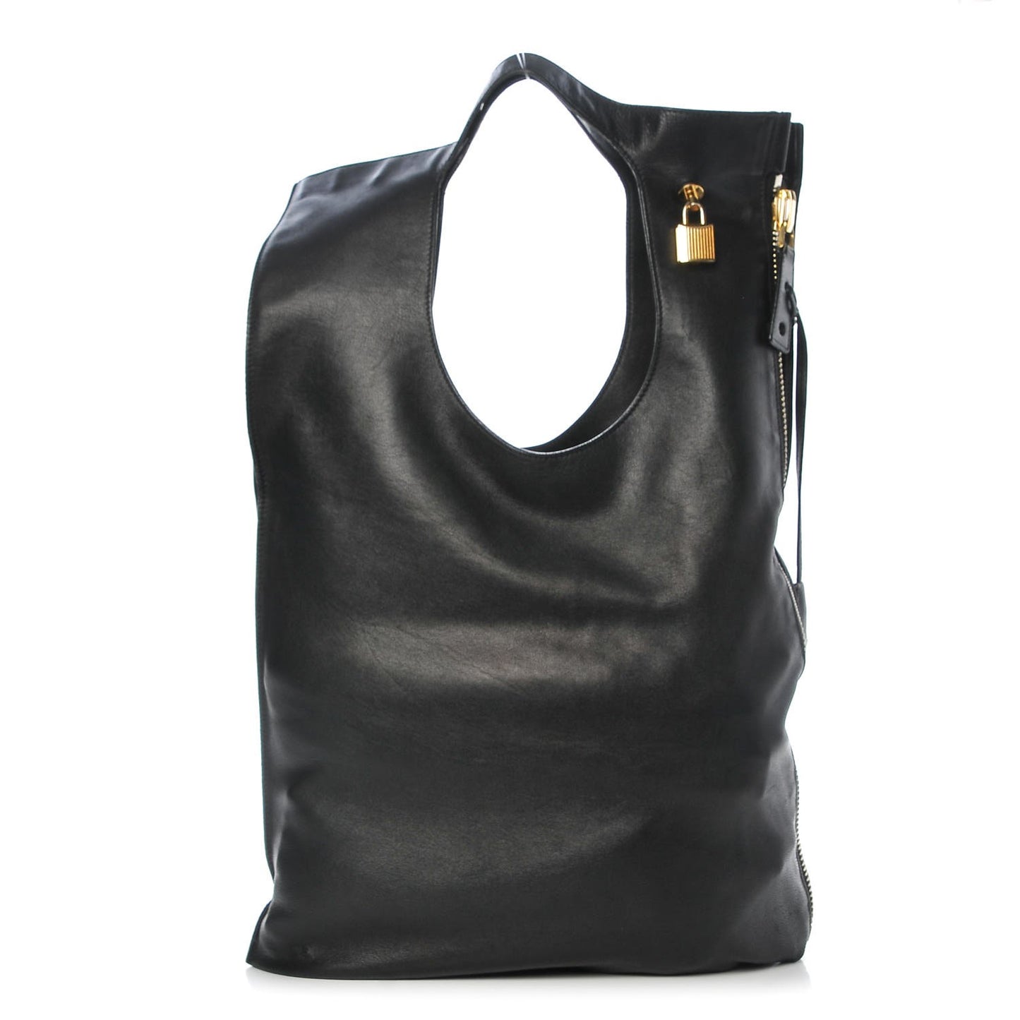 Ramskin Large Alix Padlock Zip Shoulder Bag Black