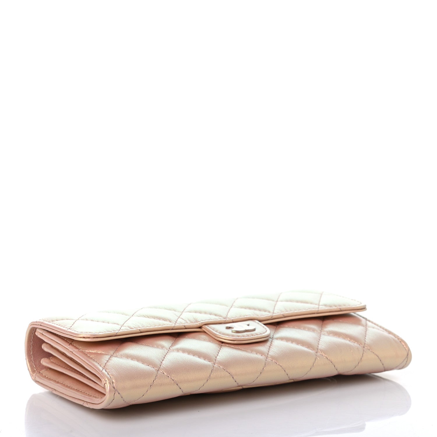 Chanel Iridescent Calfskin Quilted Large Gusset Flap Wallet Pink 4 of 8