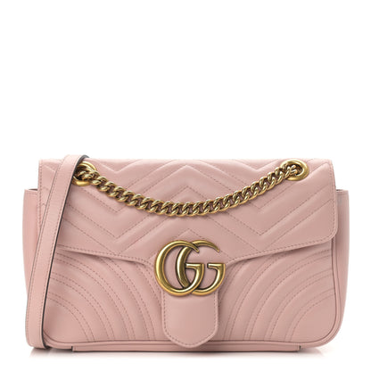 Gucci Calfskin Matelasse Small GG Marmont Shoulder Bag Perfect Pink 1 of 17