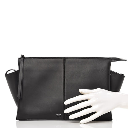 Celine Natural Calfskin Tri-Fold Clutch on Chain Black 3 of 11