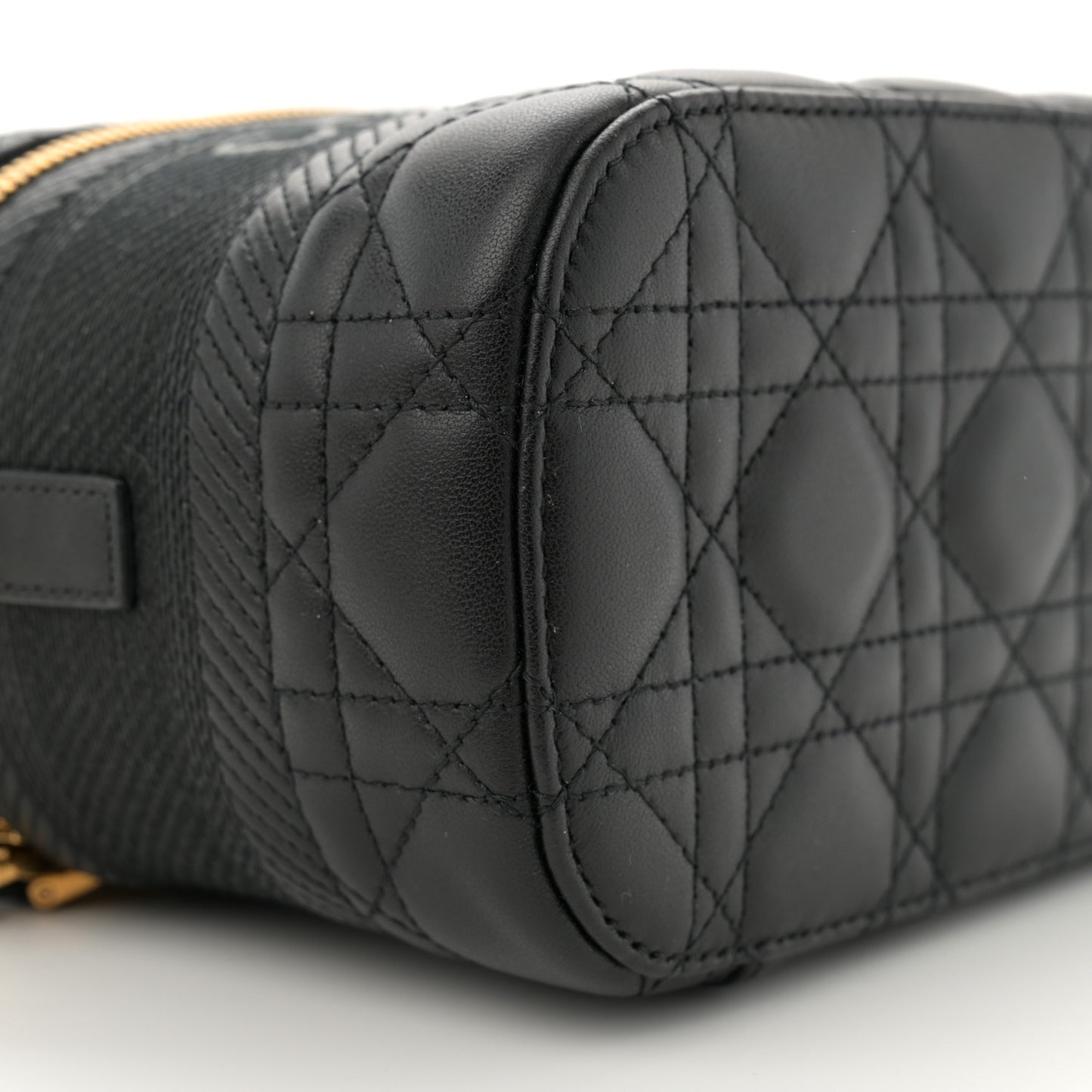 Lambskin Cannage Small Diortravel Vanity Case Black
