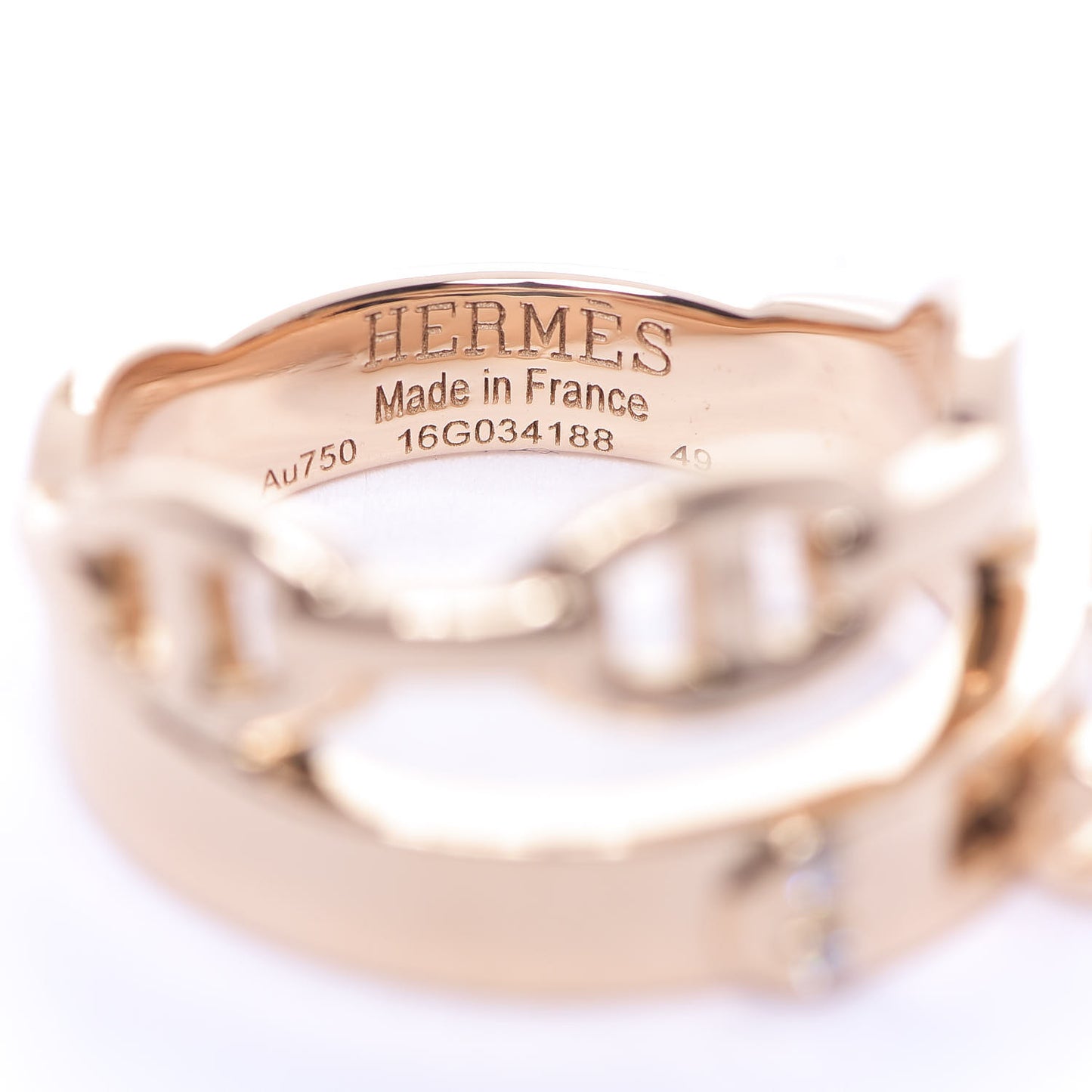 18K Rose Gold Diamond Kelly Double Tour Ring 49 4.75