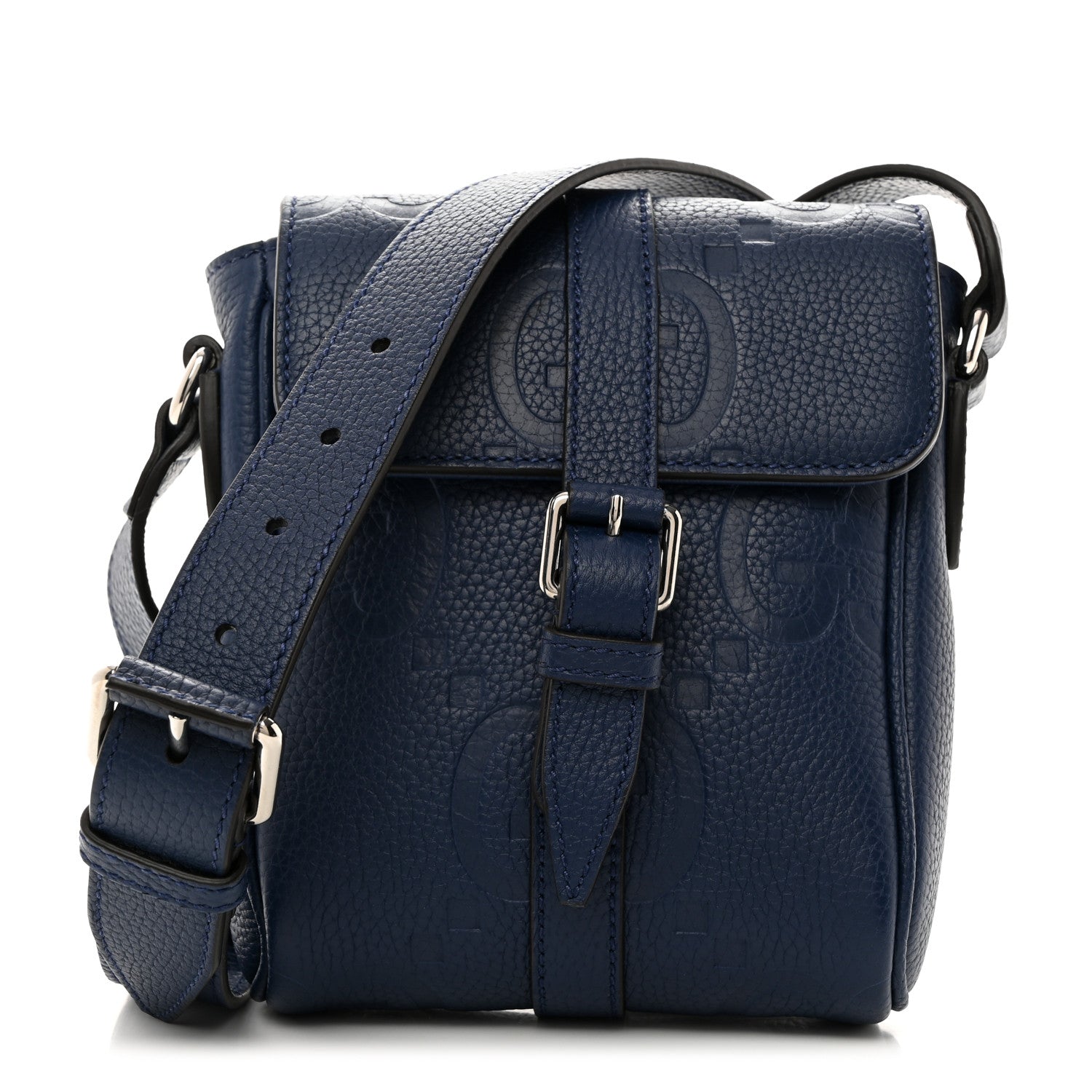 Gucci Piuma Calfskin Jumbo GG Embossed Messenger Bag Blue 1 of 10