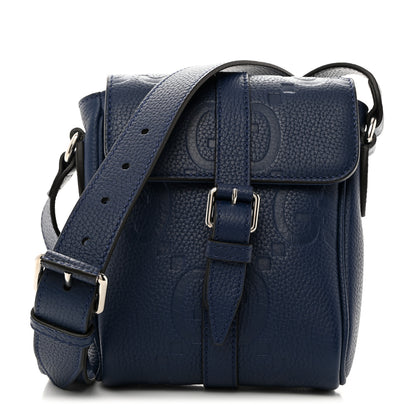 Gucci Piuma Calfskin Jumbo GG Embossed Messenger Bag Blue 1 of 10