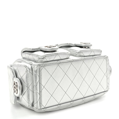 Chanel Metallic Lambskin Quilted Trendy Pockets Hobo Silver 4 of 10