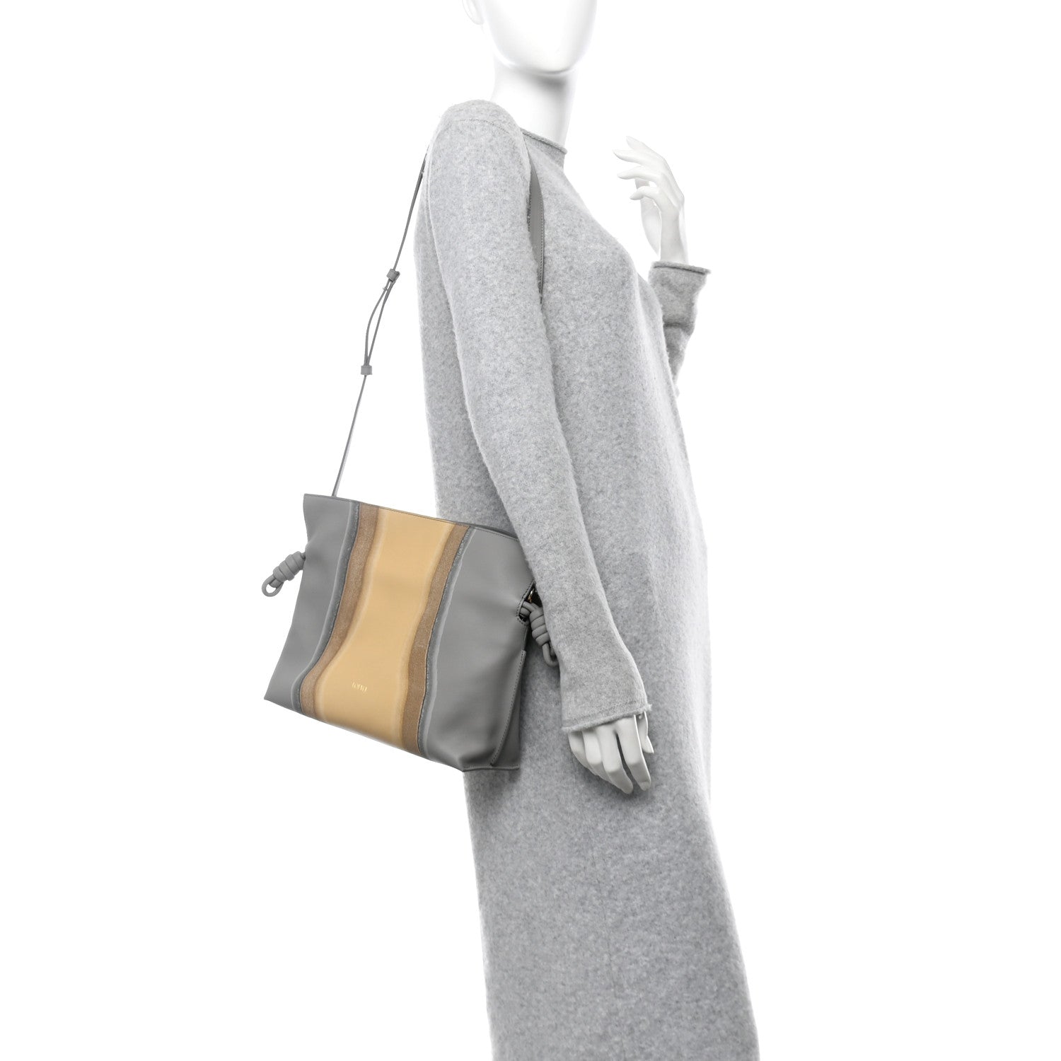 Loewe Nappa Medium Flamenco Landscape Knot Clutch Sparkling Grey Butter 2 of 10