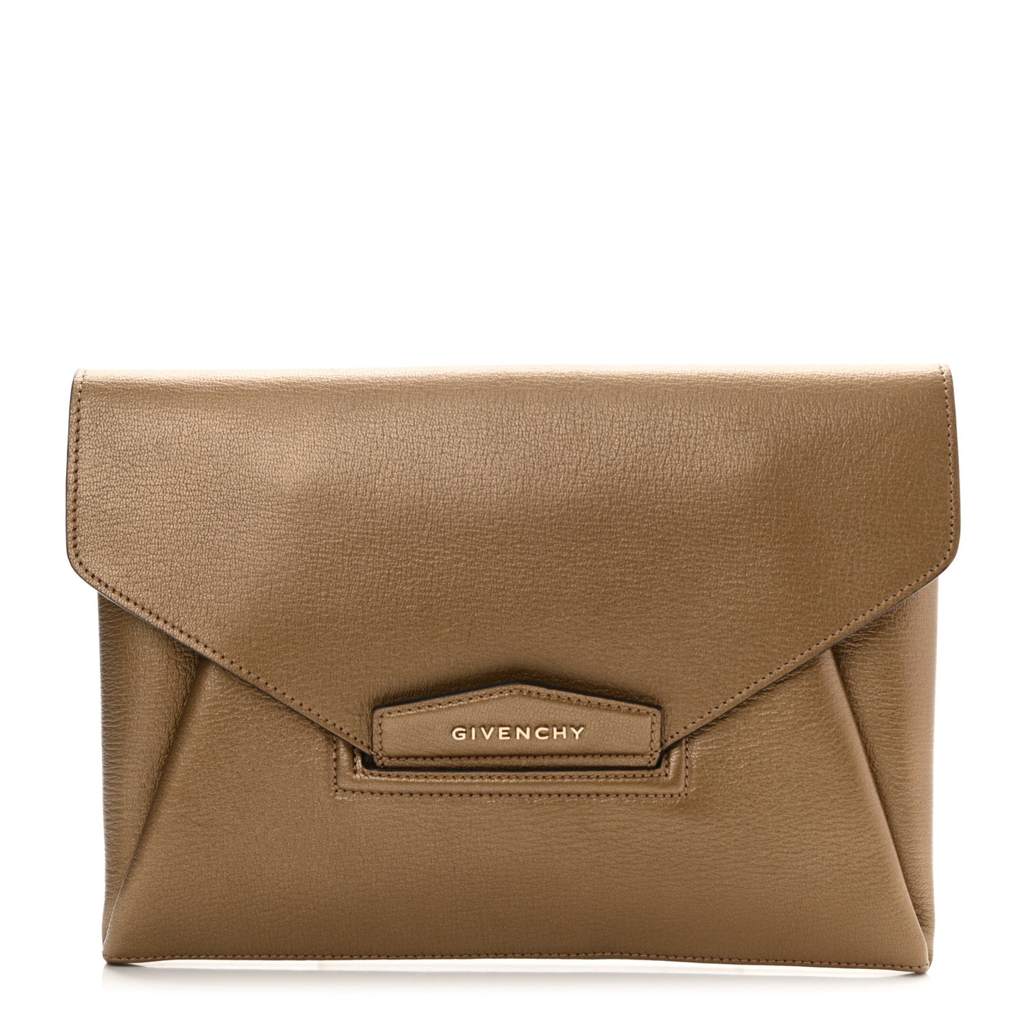 Sugar Goatskin Medium Antigona Envelope Clutch Old Gold