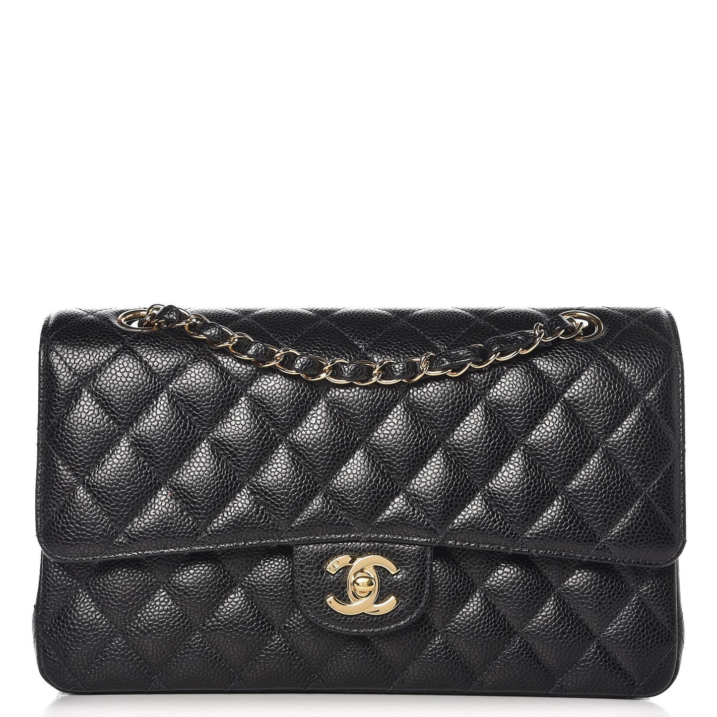 Caviar Quilted Medium Double Flap Black