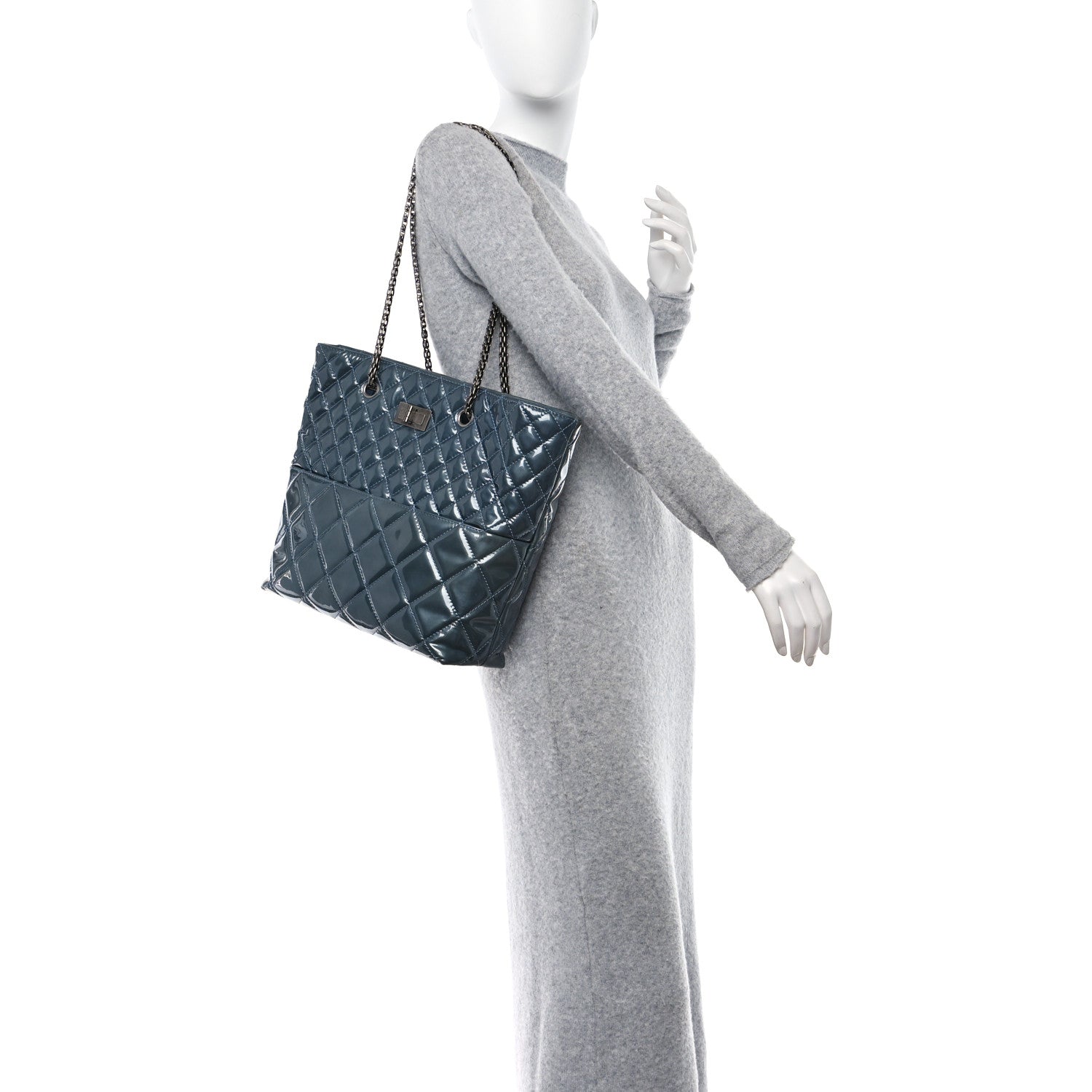 Chanel Metallic Aged Calfskin Quilted Reissue 2.55 Tote Bronze 2 of 11