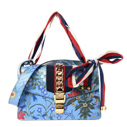 Gucci Shangai Calfskin Web New Flora Small Sylvie Shoulder Bag Azure 1 of 10