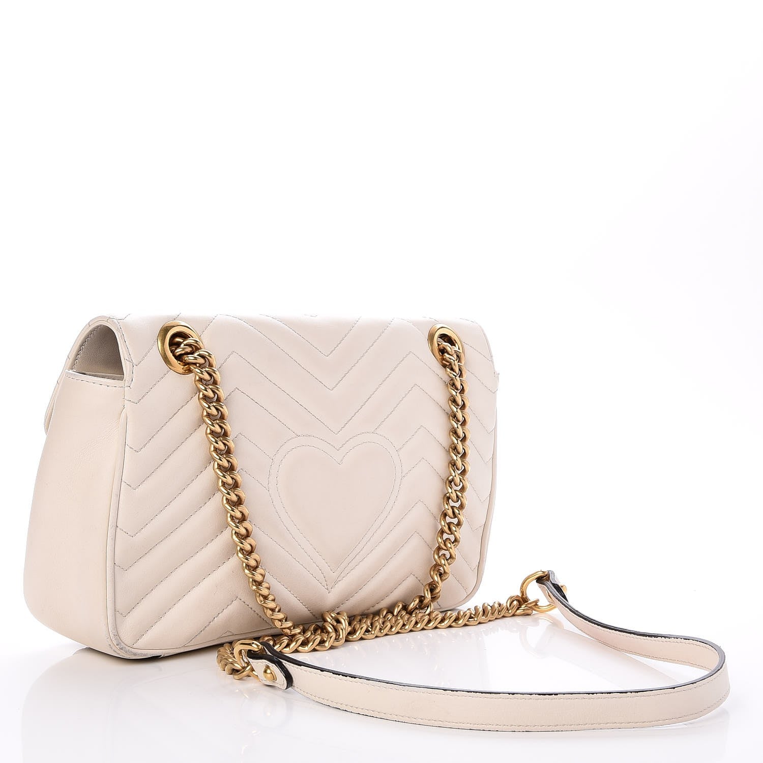 Gucci Calfskin Matelasse Small GG Marmont Shoulder Bag White 3 of 10