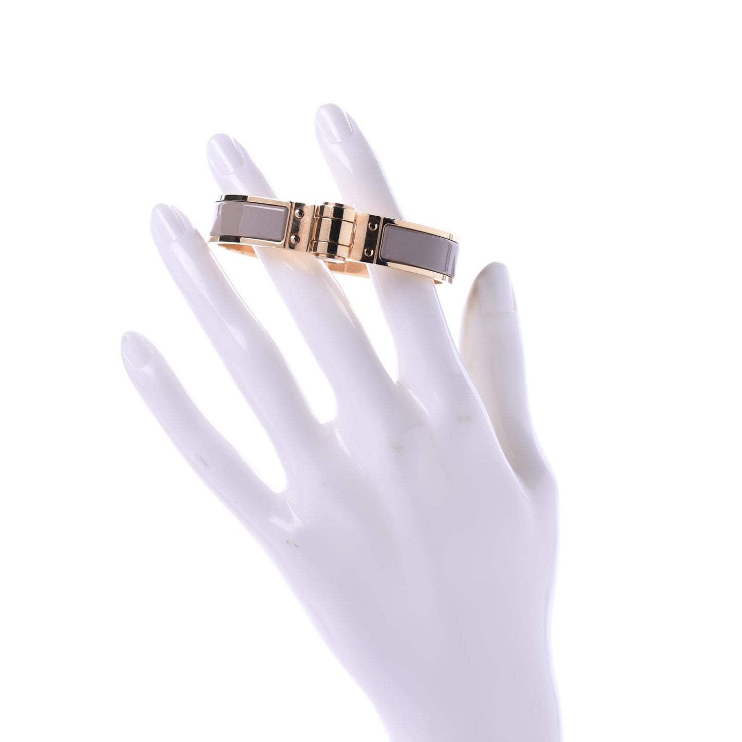 Enamel Charniere Uni Narrow Hinged Bracelet S Marron Glace