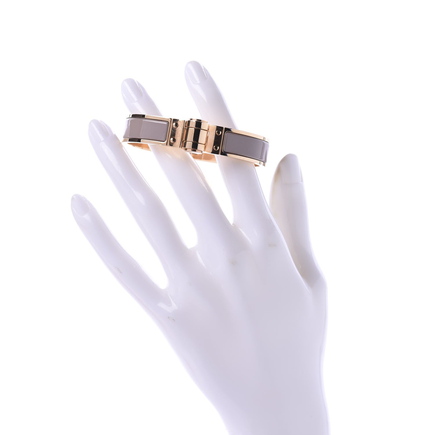 Hermes Enamel Charniere Uni Narrow Hinged Bracelet S Marron Glace 2 of 5
