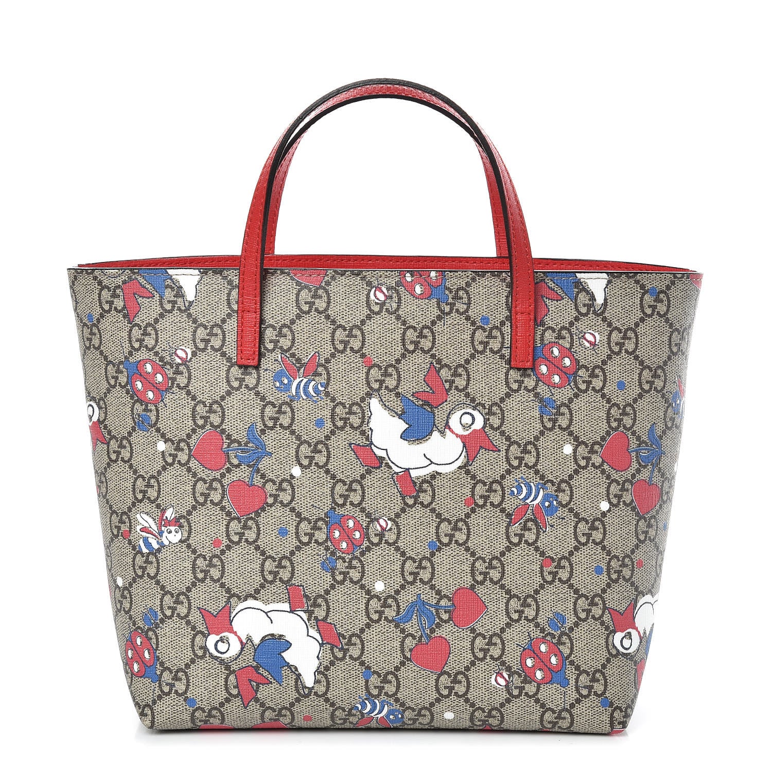Gucci GG Supreme Monogram Kids Ducks Tote Red 1 of 9
