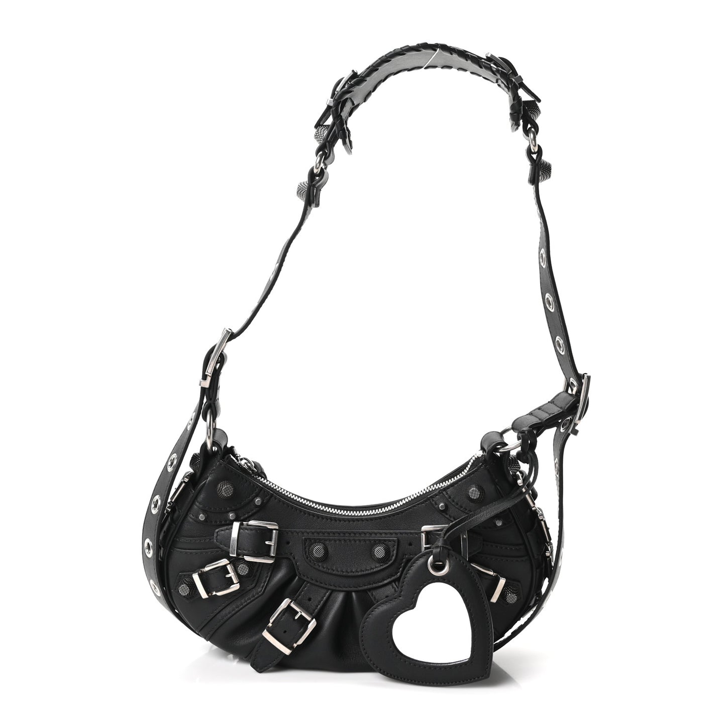 Smooth Calfskin Buckles Le Cagole Shoulder Bag XS Black