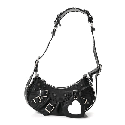 Balenciaga Smooth Calfskin Buckles Le Cagole Shoulder Bag XS Black 3 of 11