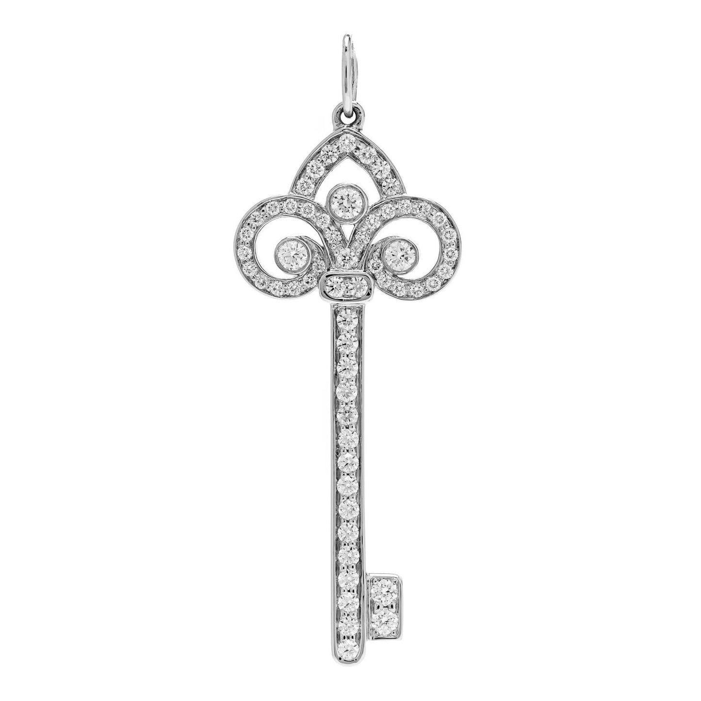 Platinum Diamond .41ct Fleur De Lis Key Pendant