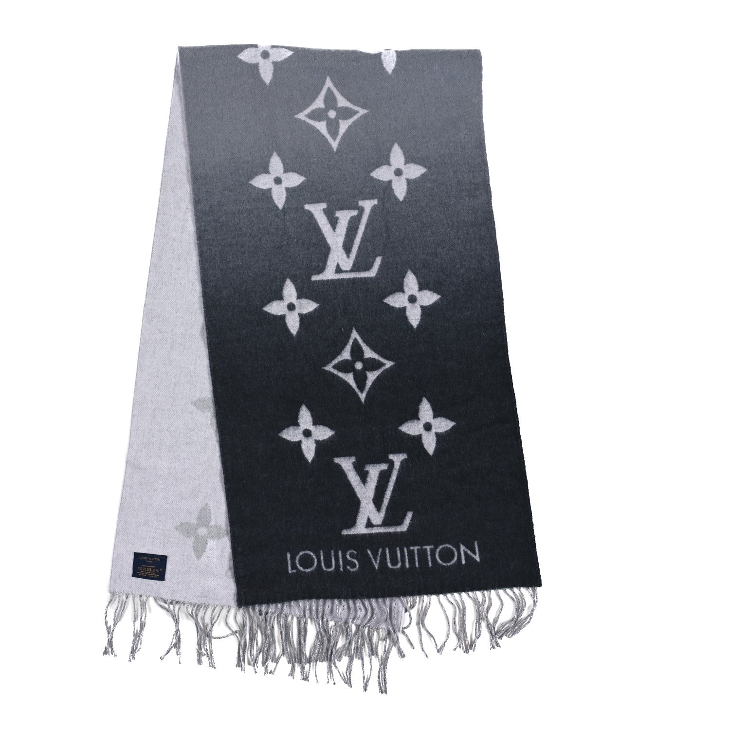 Louis Vuitton Cashmere Monogram Gradient Reykjavik Scarf Grey 2 of 3