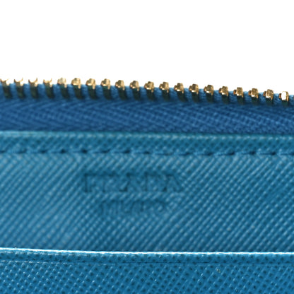 Prada Saffiano Metal Zip Around Wallet Celeste 6 of 7