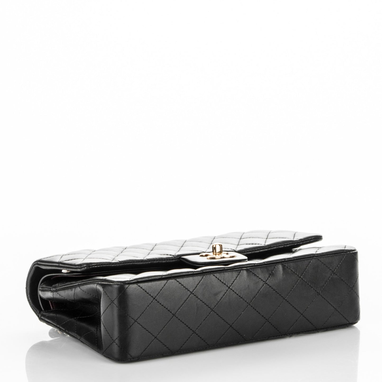 Lambskin Quilted Medium Double Flap Black
