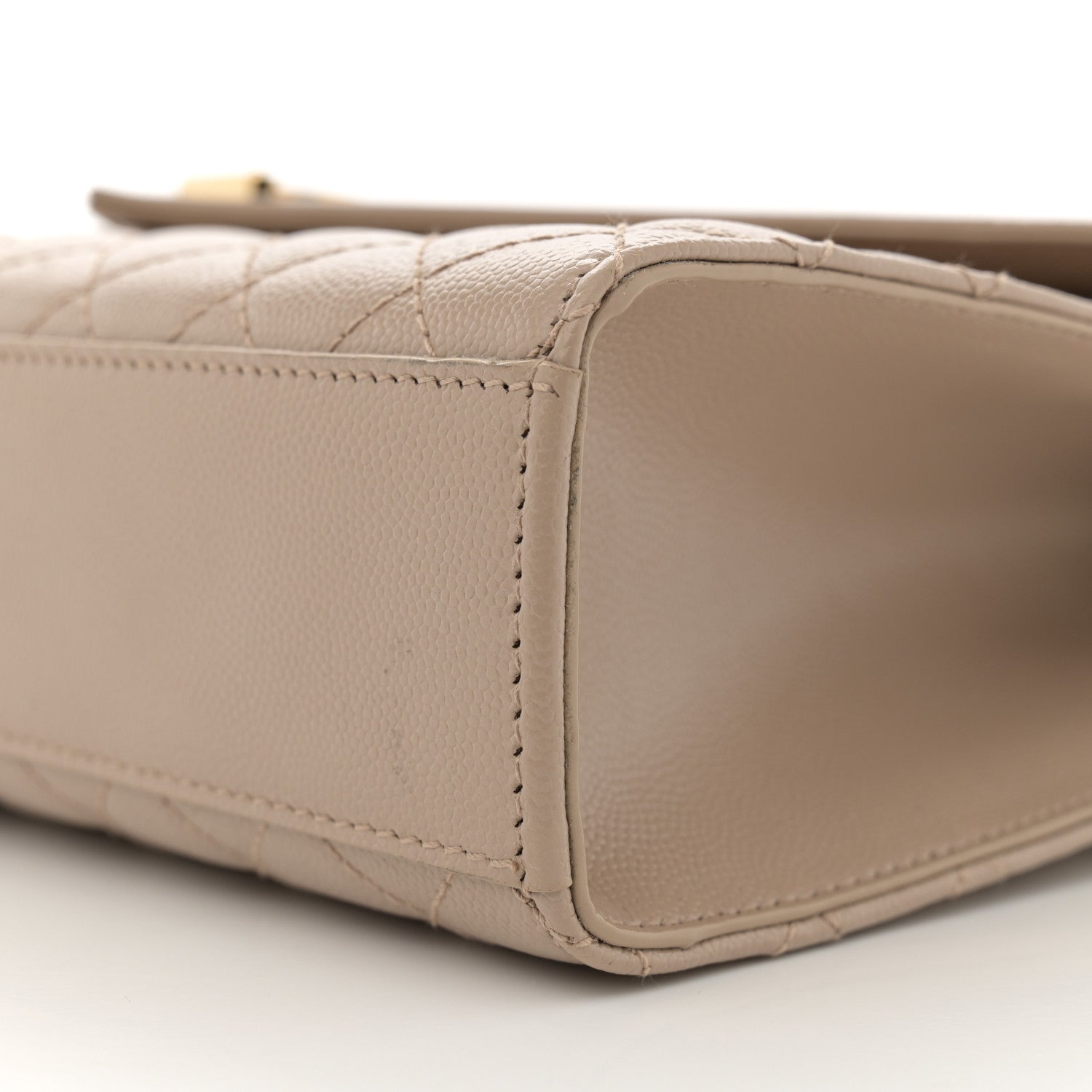 Saint Laurent Grain De Poudre Mixed Matelasse Large Triquilt Monogram Satchel Dark Beige 10 of 13