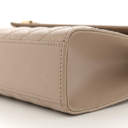Saint Laurent Grain De Poudre Mixed Matelasse Large Triquilt Monogram Satchel Dark Beige 10 of 13