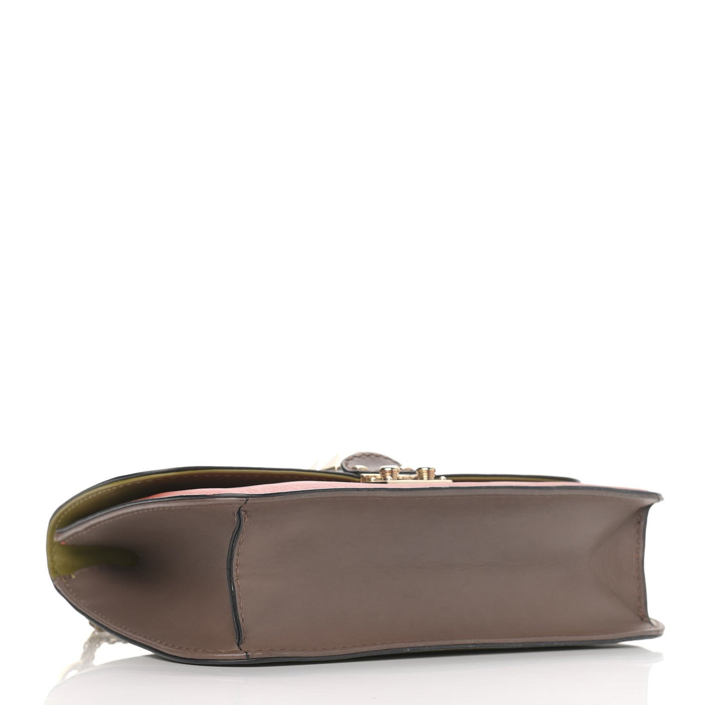 Vitello Tri-Color Medium Glam Lock Rockstud Flap Green Orange Brown
