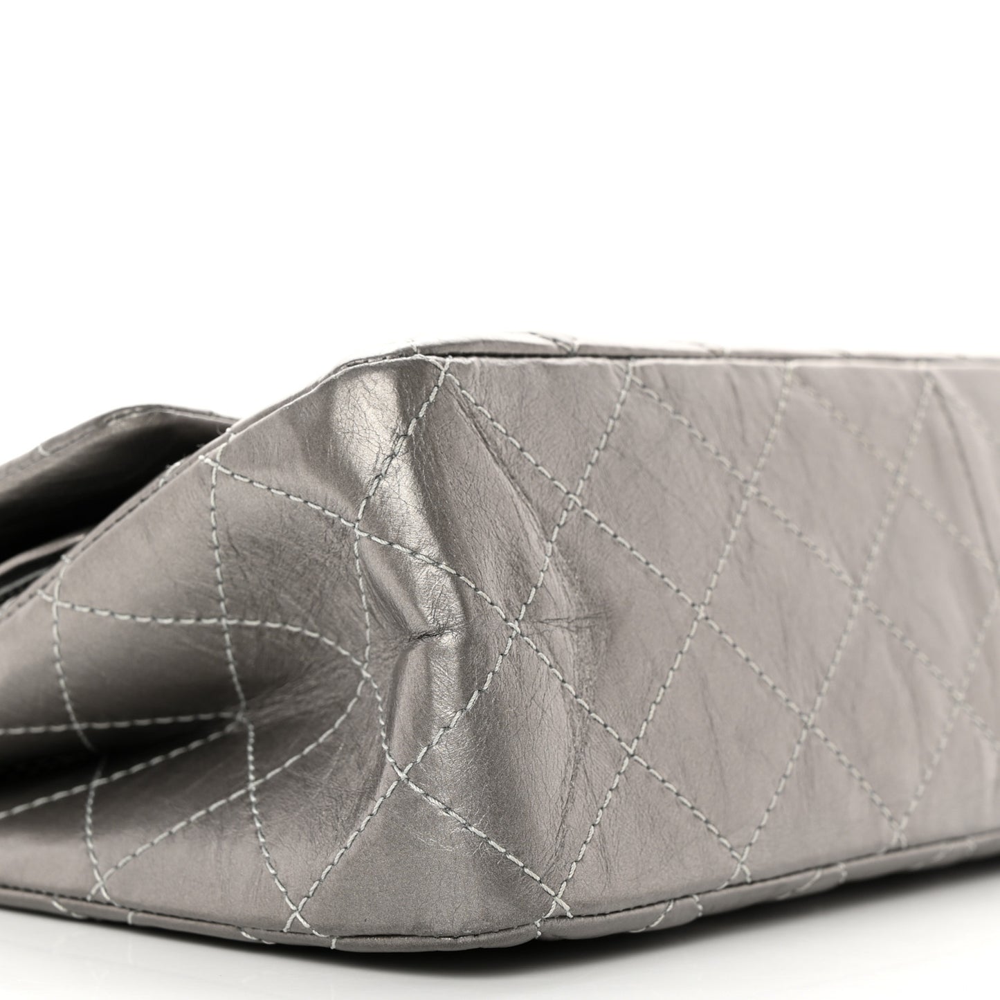 Metallic Aged Calfskin Quilted 2.55 Reissue 227 Flap Dark Silver