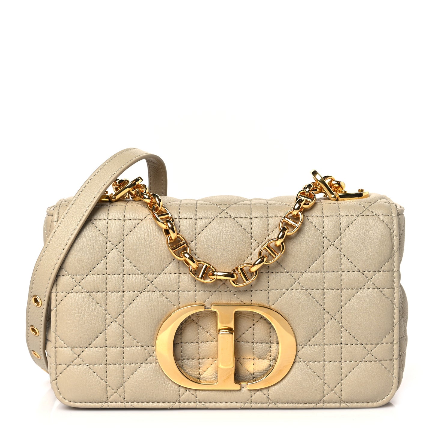Calfskin Cannage Small Caro Bag Beige