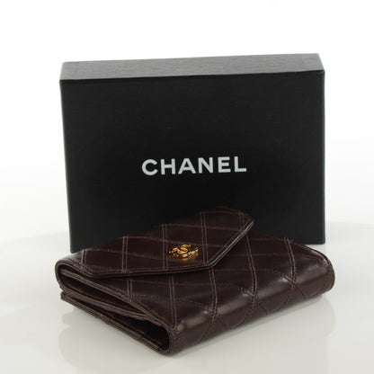 Chanel Lambskin Stitched Compact French Wallet Brown 4 of 8