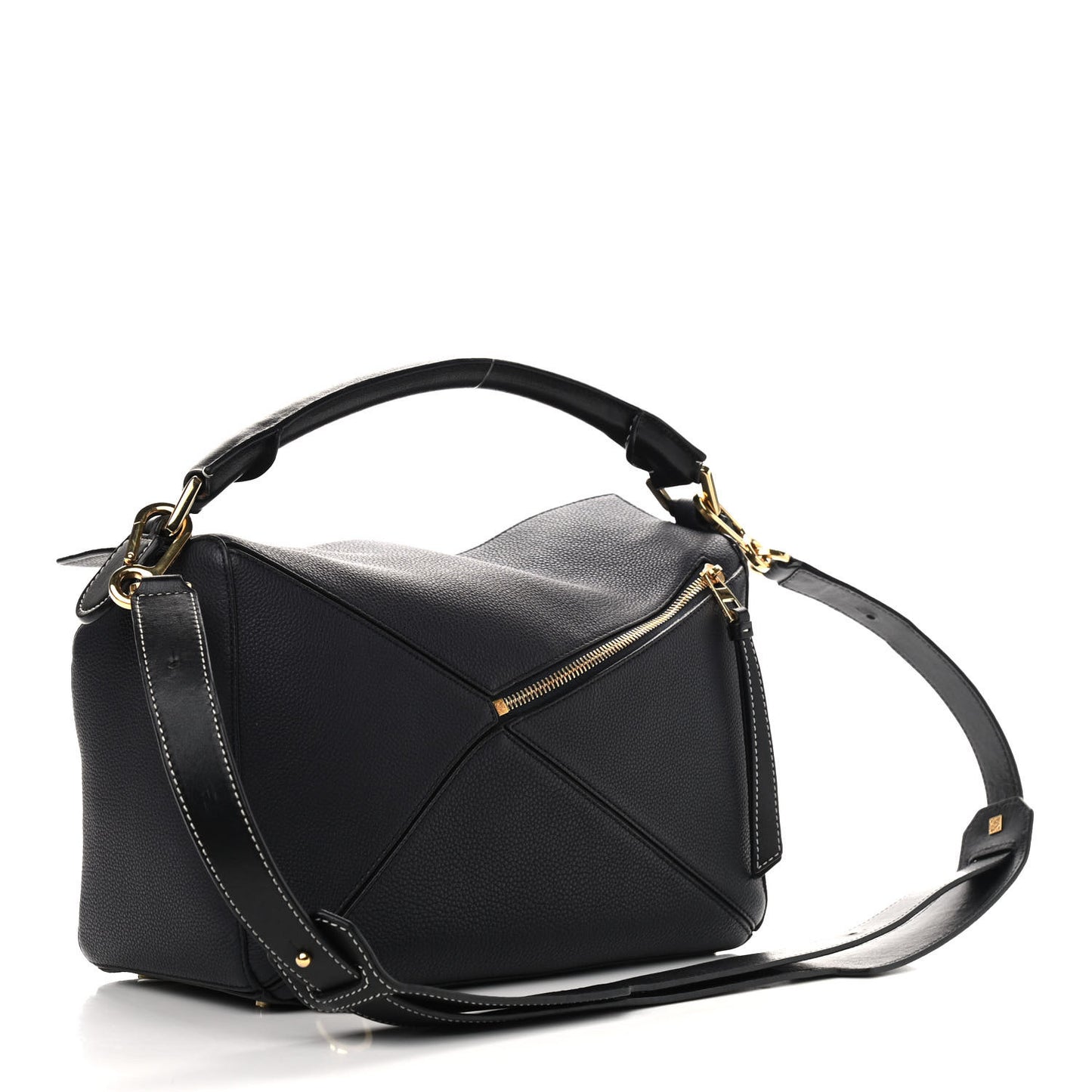 Calfskin Medium Puzzle Bag Midnight Blue Black