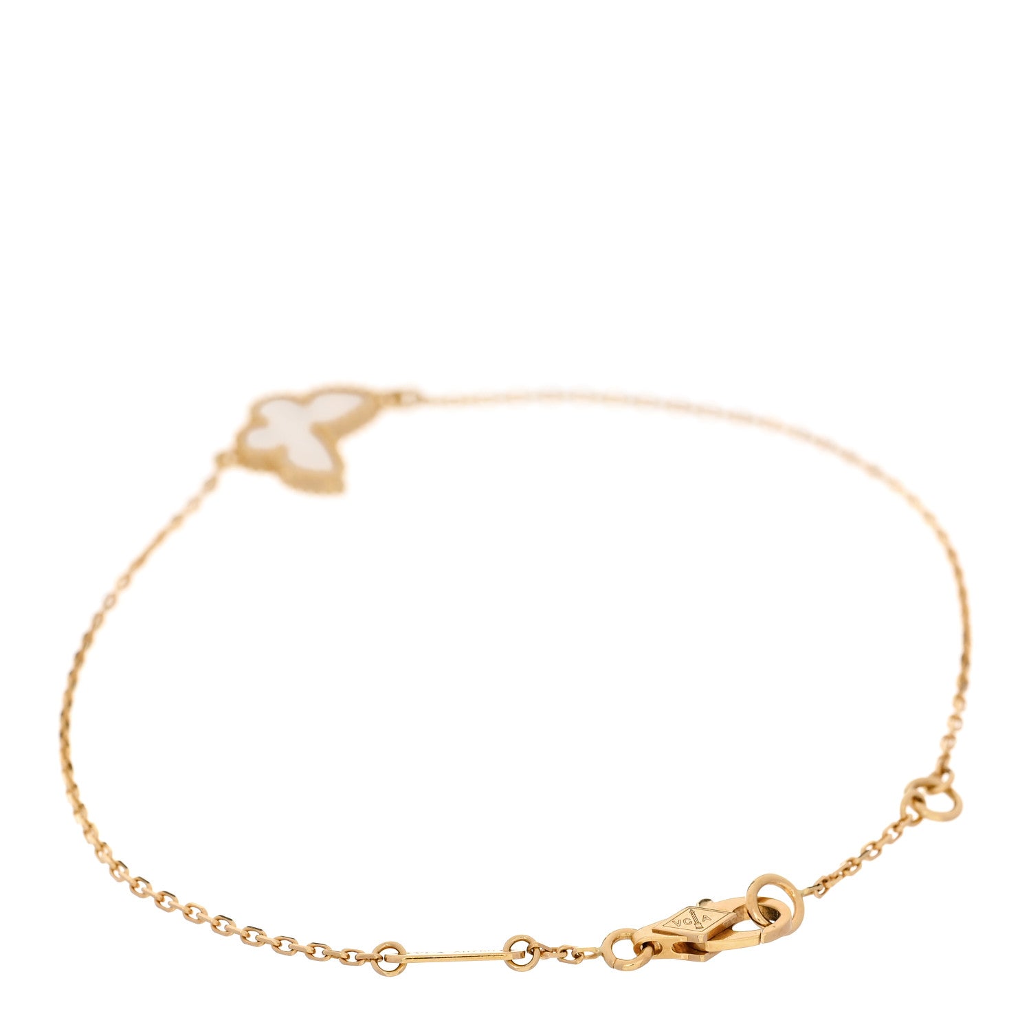 Van Cleef & Arpels 18K Yellow Gold Mother of Pearl Sweet Alhambra Butterfly Bracelet 2 of 5