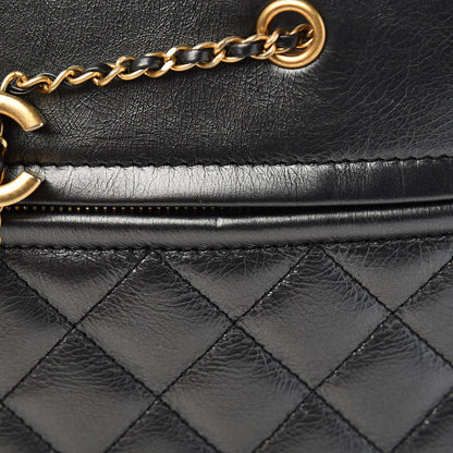 Chanel Aged Calfskin Quilted Drawstring Shopping Tote Black 9 of 13