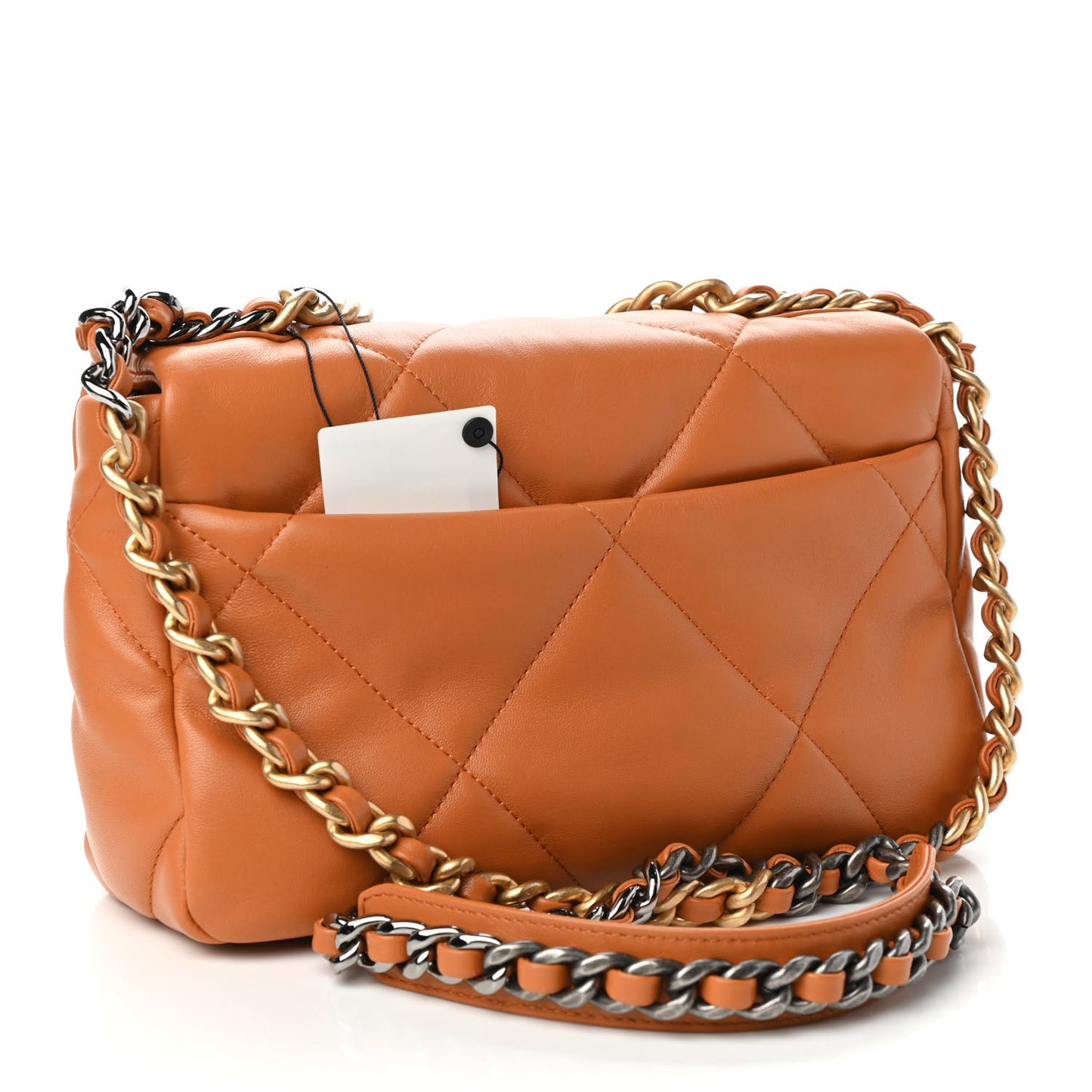 Lambskin Quilted Medium Chanel 19 Flap Light Brown