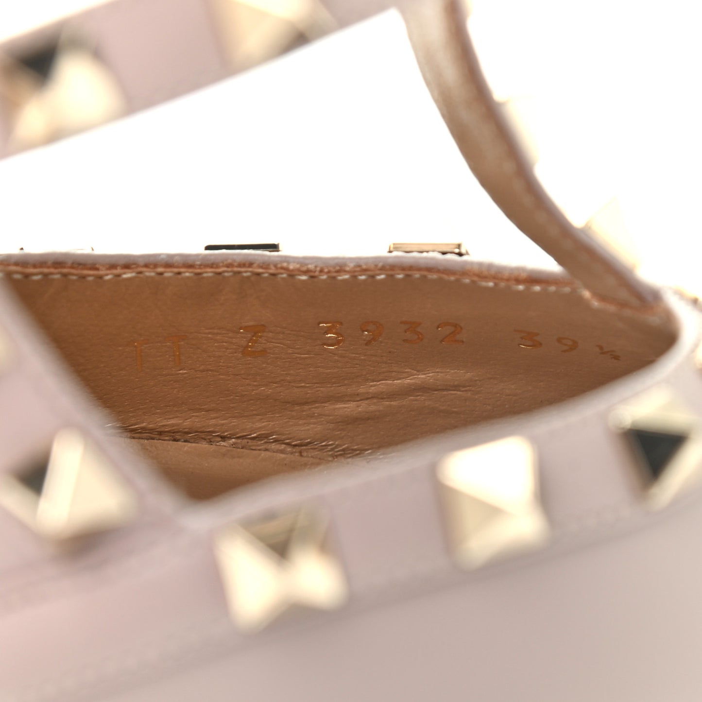 Calfskin Nappa Rockstud Ankle Strap 100mm Pumps 39.5 Poudre