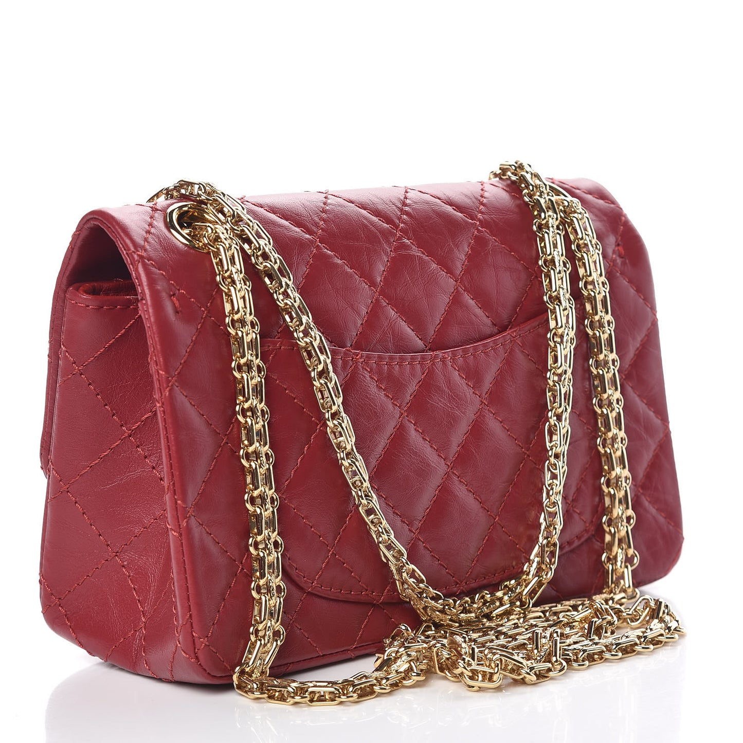 Aged Calfskin Quilted 2.55 Reissue Mini Flap Red