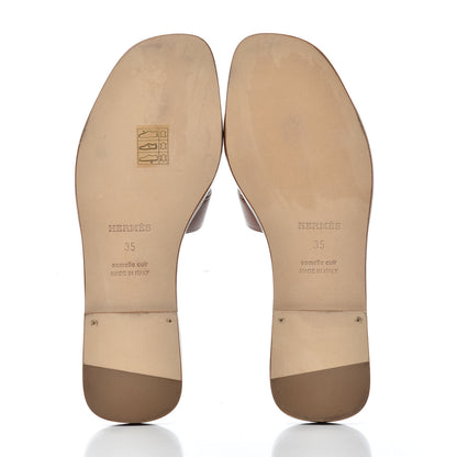 Hermes Box Calfskin Oran Sandals 35 Gold 6 of 11