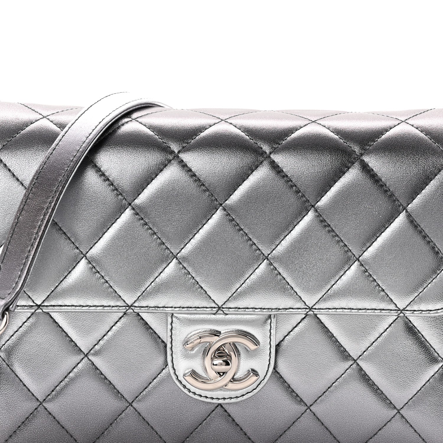 Chanel Metallic Lambskin Large Like A Wallet Flap Silver 8 of 11