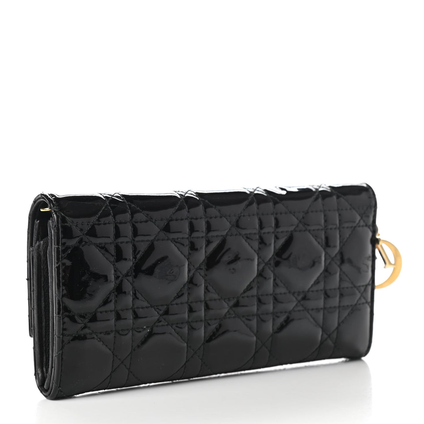 Patent Cannage Lady Dior Rendezvous Wallet On Chain Black