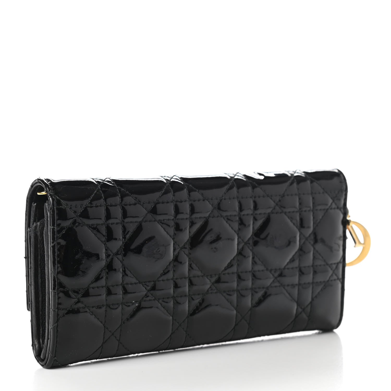 Christian Dior Patent Cannage Lady Dior Rendezvous Wallet On Chain Black 3 of 8
