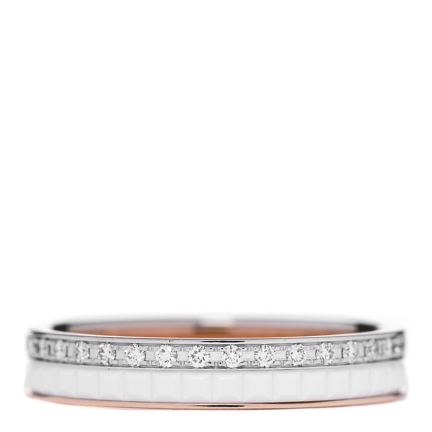 Boucheron 18K Pink White Gold Ceramic Diamond Quatre Classique Wedding Band Ring 56 7.75 3 of 7